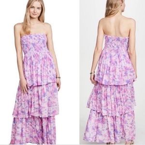 Playa Lucila pink and purple tie dye strapless maxi dress. Size small.
